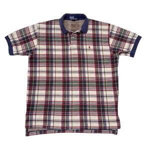 Vintage Polo Ralph Lauren Shirt Mens Size Large Tartan Plaid Preppy Academia